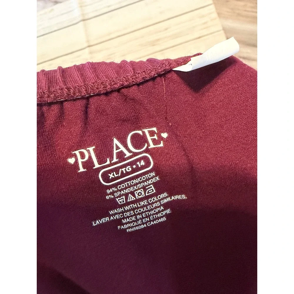 The Childrens Place Girls Burgundy Maroon Cotton Stretch Leggings XL 14